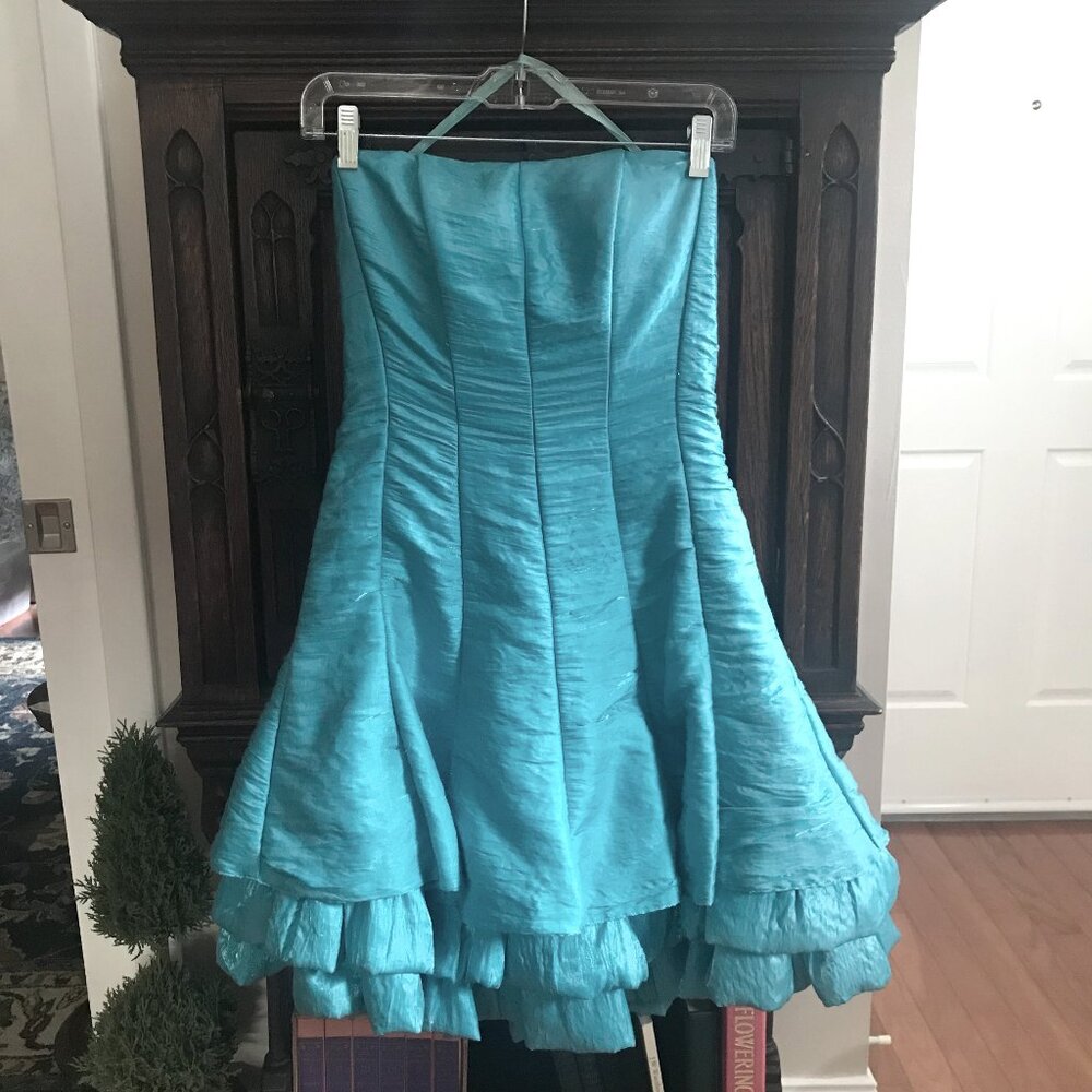 ASPEED: TURQUOISE BLUE STRAPLESS SPECIAL OCCASION DRESS SIZE XS